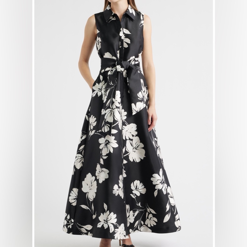 New Julia Jordan Floral Sleeveless Shirtdress Gown, SIZE 12